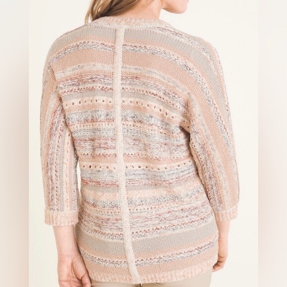 Chico’s Striped Mixed Yarn Cardigan Sweater - Picture 3 of 9